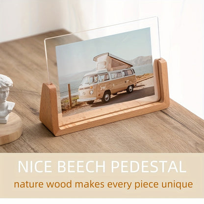 6 Inch Acrylic Photo Frame U Shaped Wood Desktop Picture Frame