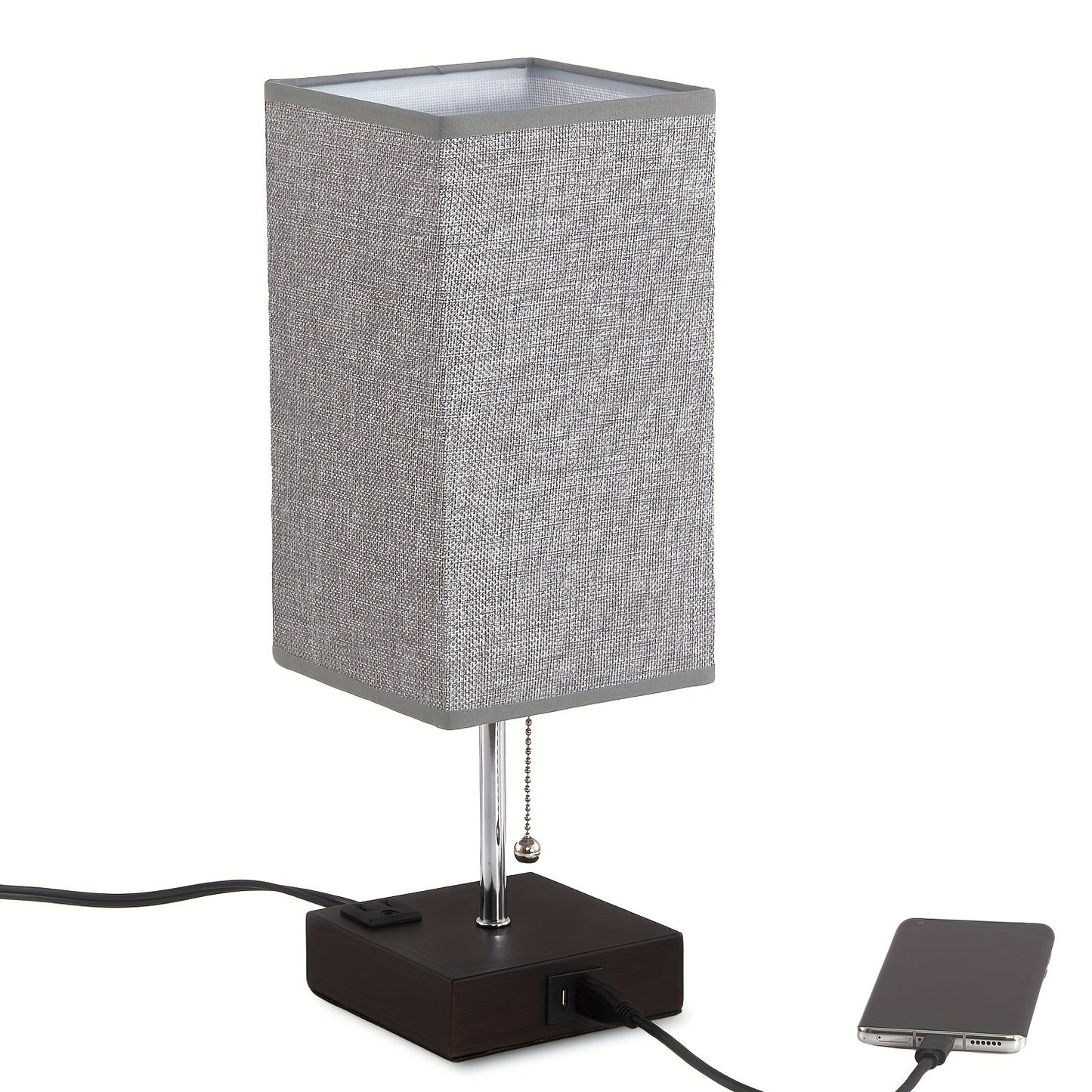LumaTouch | Touch Table Lamp with USB Outlet and Fabric Shade Bedside Decor