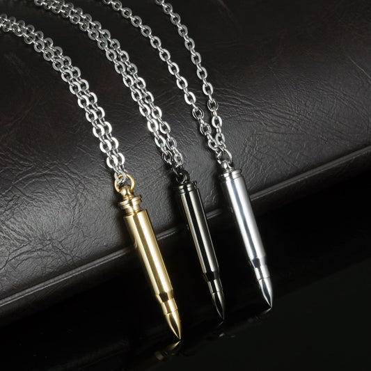 Collar con colgante de bala de acero inoxidable personalizado de Hip Hop