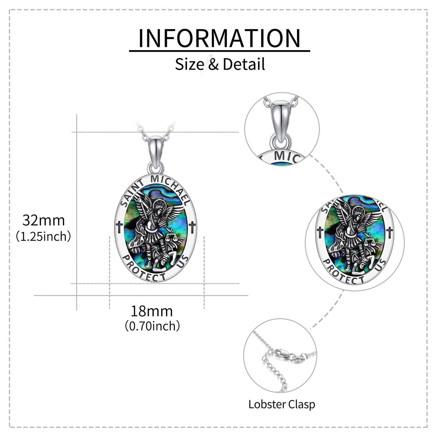 Joyas de plata esterlina, medalla de moneda de San Miguel, colgante, joyas de iones para hombres