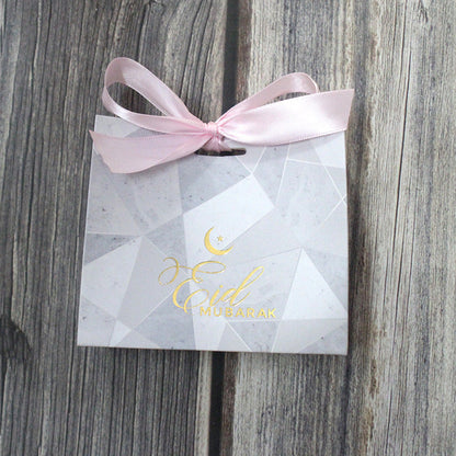 Suministros de decoración de bolsas de regalo de Eid de caja de azúcar jaspeada