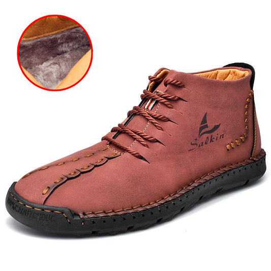 Nouvelles bottes Martin pour homme, grande taille, cuir mi-hauteur, doublure velours
