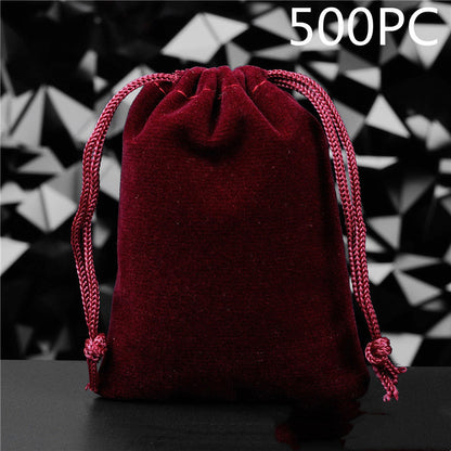 Pochette à Bijoux en Flanelle Unie avec Cordon de Serrage