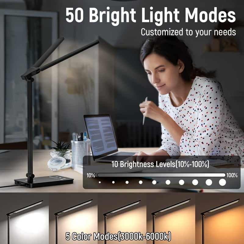 Adjustable LED Desk Lamp – Touch Dimmable Gooseneck Light for Office & Reading