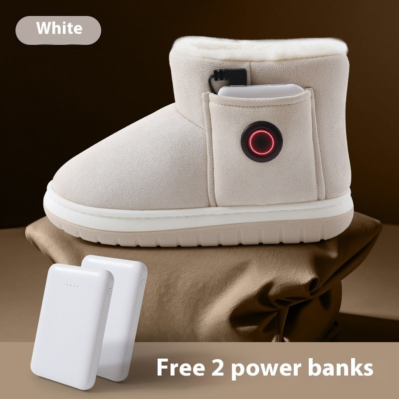Chaussures chauffantes électriques Chaussons chauffants rechargeables pour pieds, chauffage à domicile, chaussures en coton chaud à régulation de température pour l'hiver
