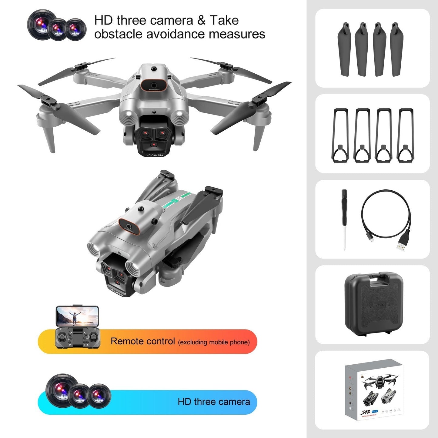 S92 Triple Camera Optical Flow Quadcopter