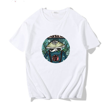Japanese Harbor Style Men's Cotton T-Shirt – Loose Print Crew Neck | S–5XL