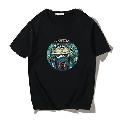 Japanese Harbor Style Men's Cotton T-Shirt – Loose Print Crew Neck | S–5XL