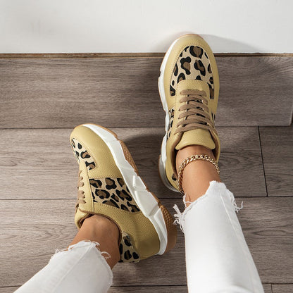 Leopard Sneakers Women White Shoes