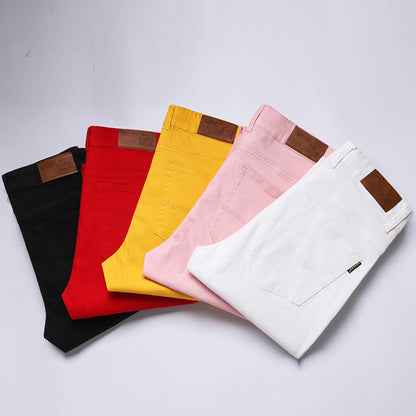Jean décontracté taille mi-haute stretch slim tout-assorti