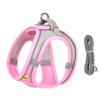 Adjustable Reflective Puppy Harness and Leash Set – Soft Breathable Vest for Small Dogs and Cats