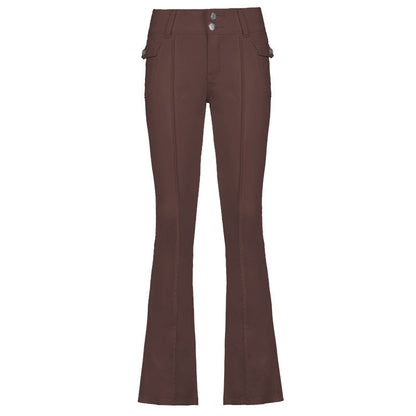Women's New Sexy Low-waist Side Pockets Retro Slim-fit Micro Trousers Casual Trousers