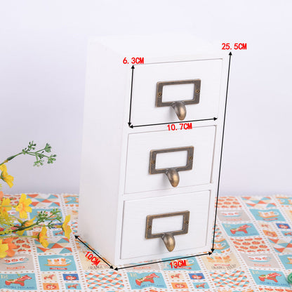 Environmentally Friendly Log Box Three Drawer Desktop Storage