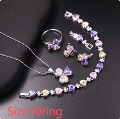 Clover Zircon Diamond Jewellery Set Women