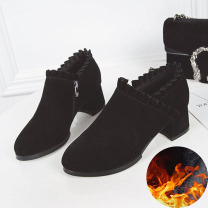 Bottes Martin givrées pour femmes style britannique, bottes courtes pour enfants, bottes à talons épais, bottes à outils, bottes à talons hauts pointus pour femmes, bottes simples printemps et automne