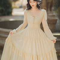 Fille Française Femme Chic Robe Romantique Nœud Bandage Mousseline