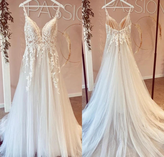 Vestido de novia calcomanía europea y americana encaje largo