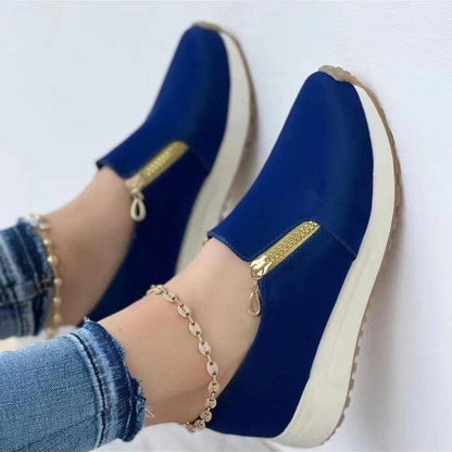 Women Flats Zip Shoes