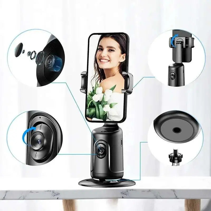 AI Face Tracking Gimbal Phone Holder – 360° Auto-Follow