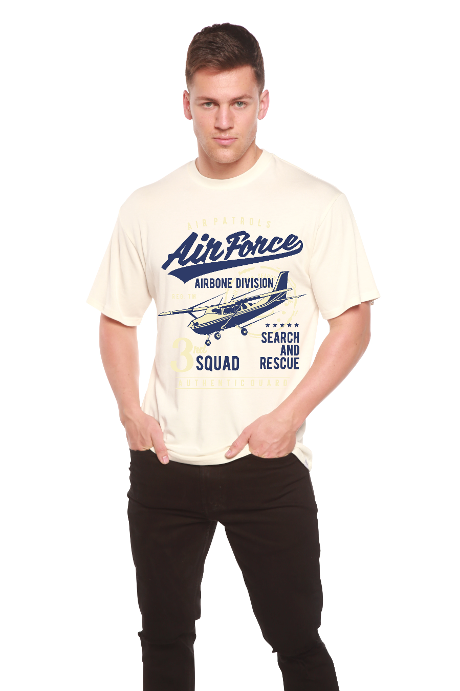 T-shirt graphique à manches courtes en viscose de bambou et coton biologique pour homme Air Force
