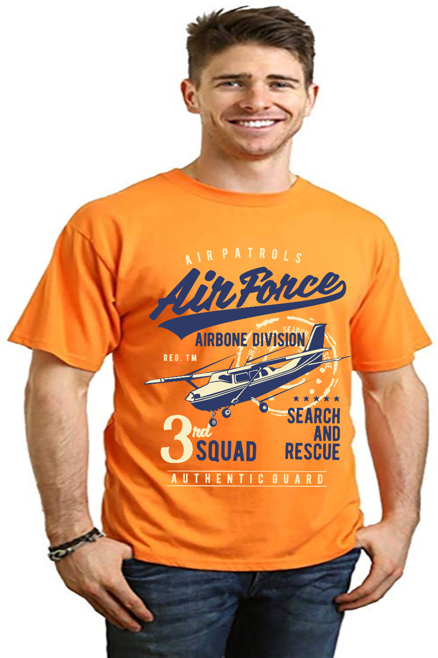 T-shirt graphique à manches courtes en viscose de bambou et coton biologique pour homme Air Force