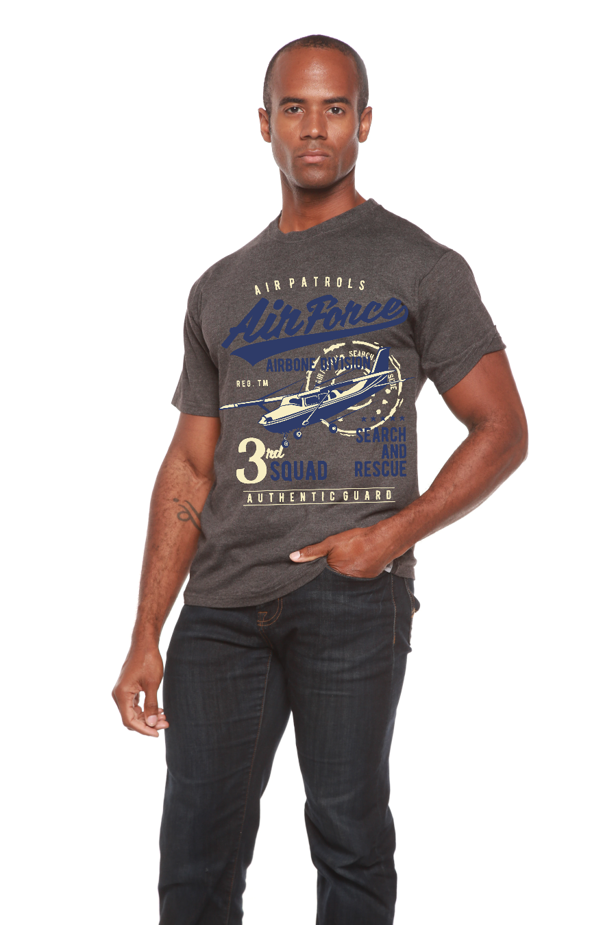 T-shirt graphique à manches courtes en viscose de bambou et coton biologique pour homme Air Force
