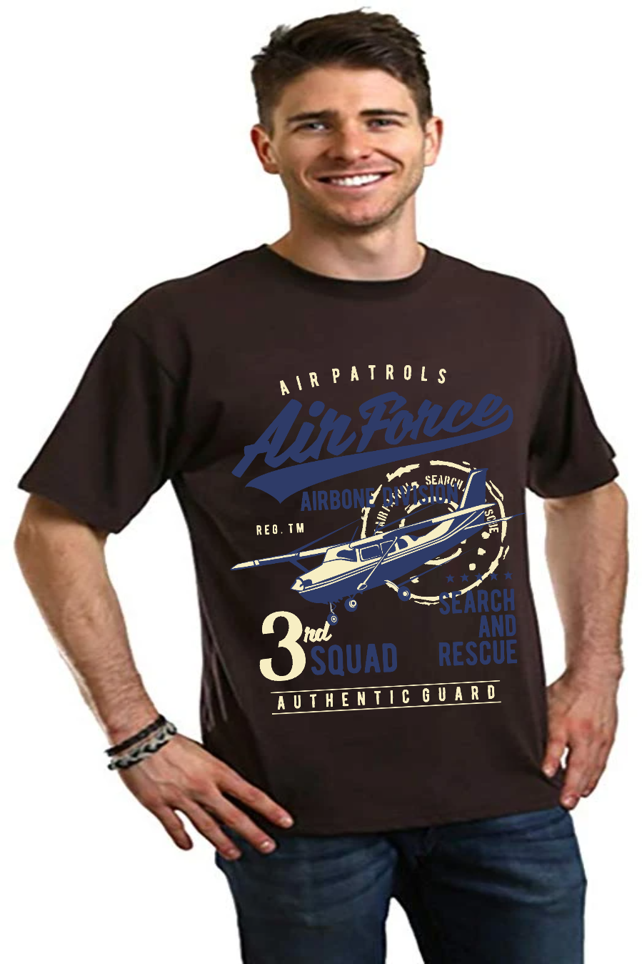 T-shirt graphique à manches courtes en viscose de bambou et coton biologique pour homme Air Force