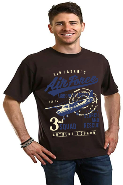 T-shirt graphique à manches courtes en viscose de bambou et coton biologique pour homme Air Force