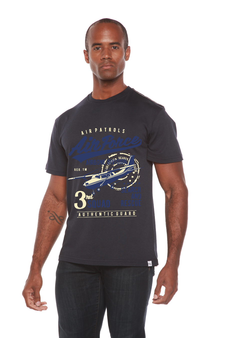 T-shirt graphique à manches courtes en viscose de bambou et coton biologique pour homme Air Force