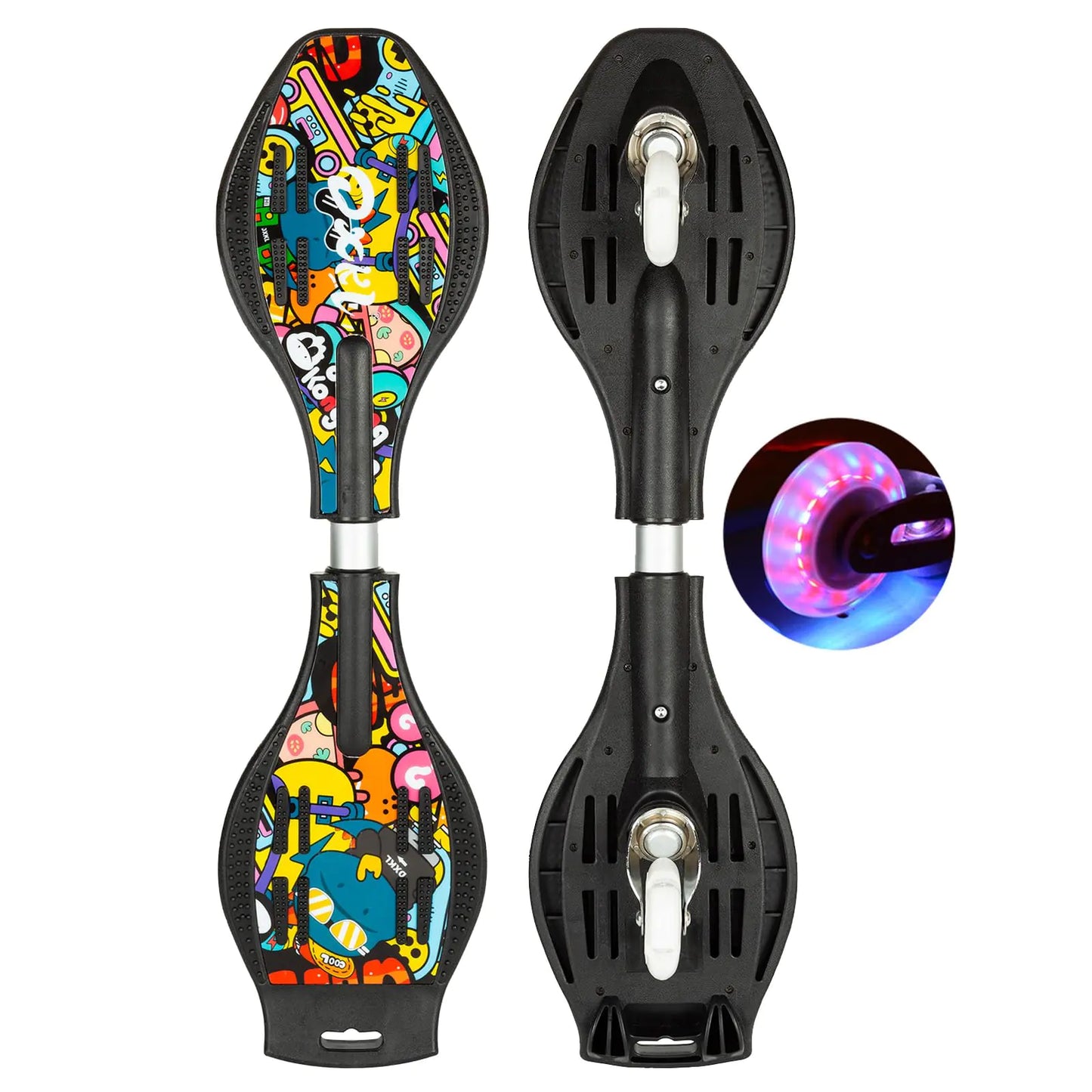Caster Board 2 Wheel Pivoting Skateboard with 360-degree Casters