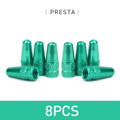 Aluminum Alloy Bike Valve Caps – 8 Piece Pack