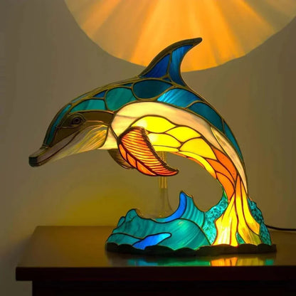 Tiffany Style Animal Table Lamp Stained Glass Art Light E26/E12 Decorative