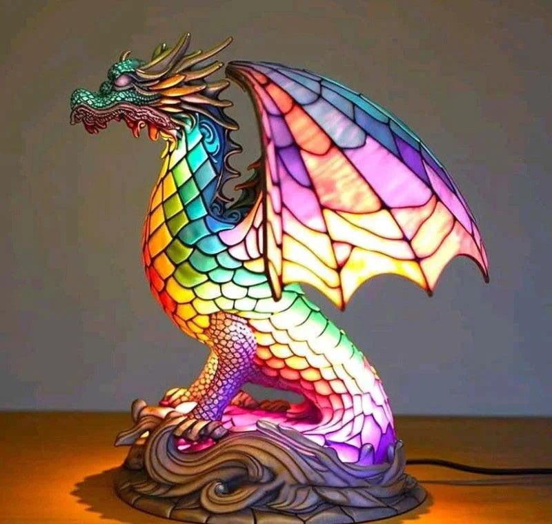 Tiffany Style Animal Table Lamp Stained Glass Bedside Light E26/E12