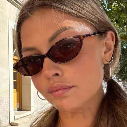 Leopard Brown Oval Sunglasses | Retro UV Protection Small Frame Eyewear for Women