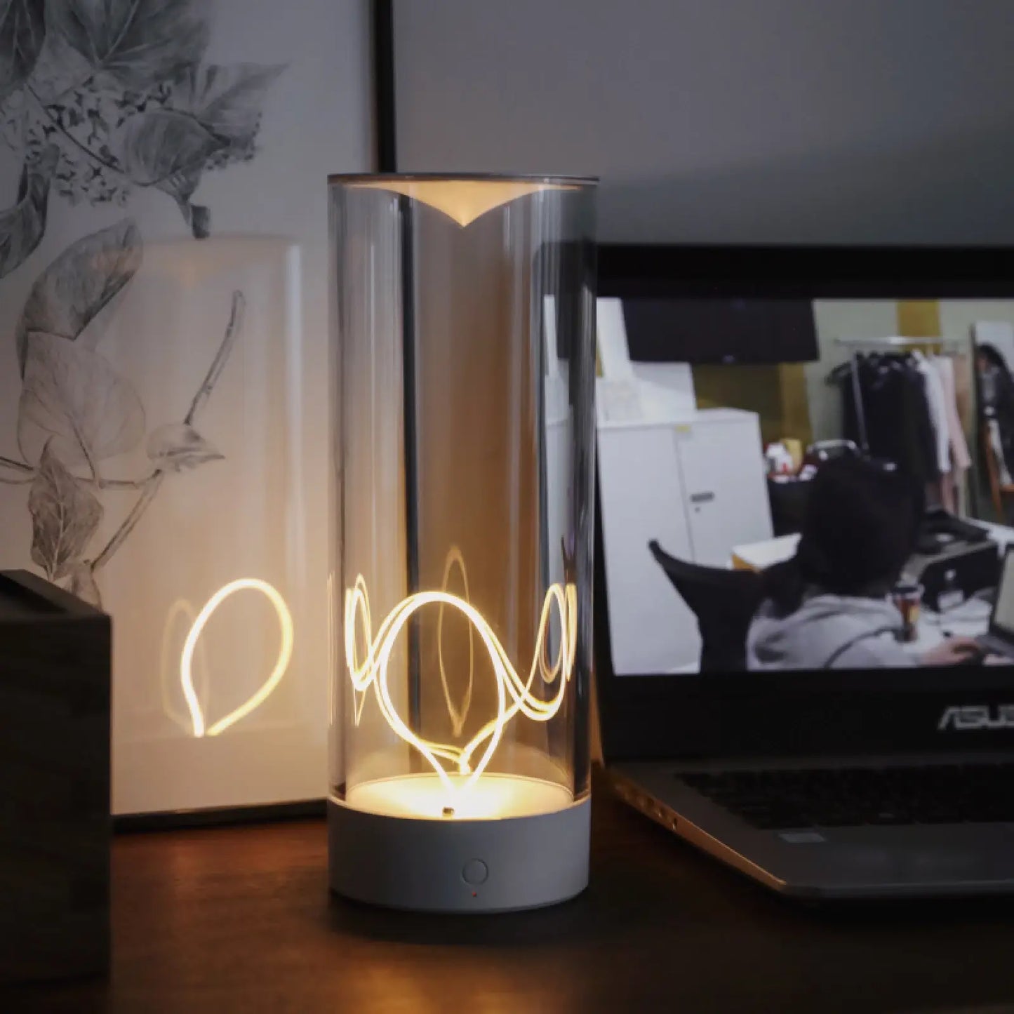 Lámpara de mesa LED inalámbrica minimalista AUGE Light, blanca, gris