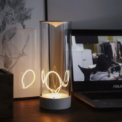 Lámpara de mesa LED inalámbrica minimalista AUGE Light, blanca, gris