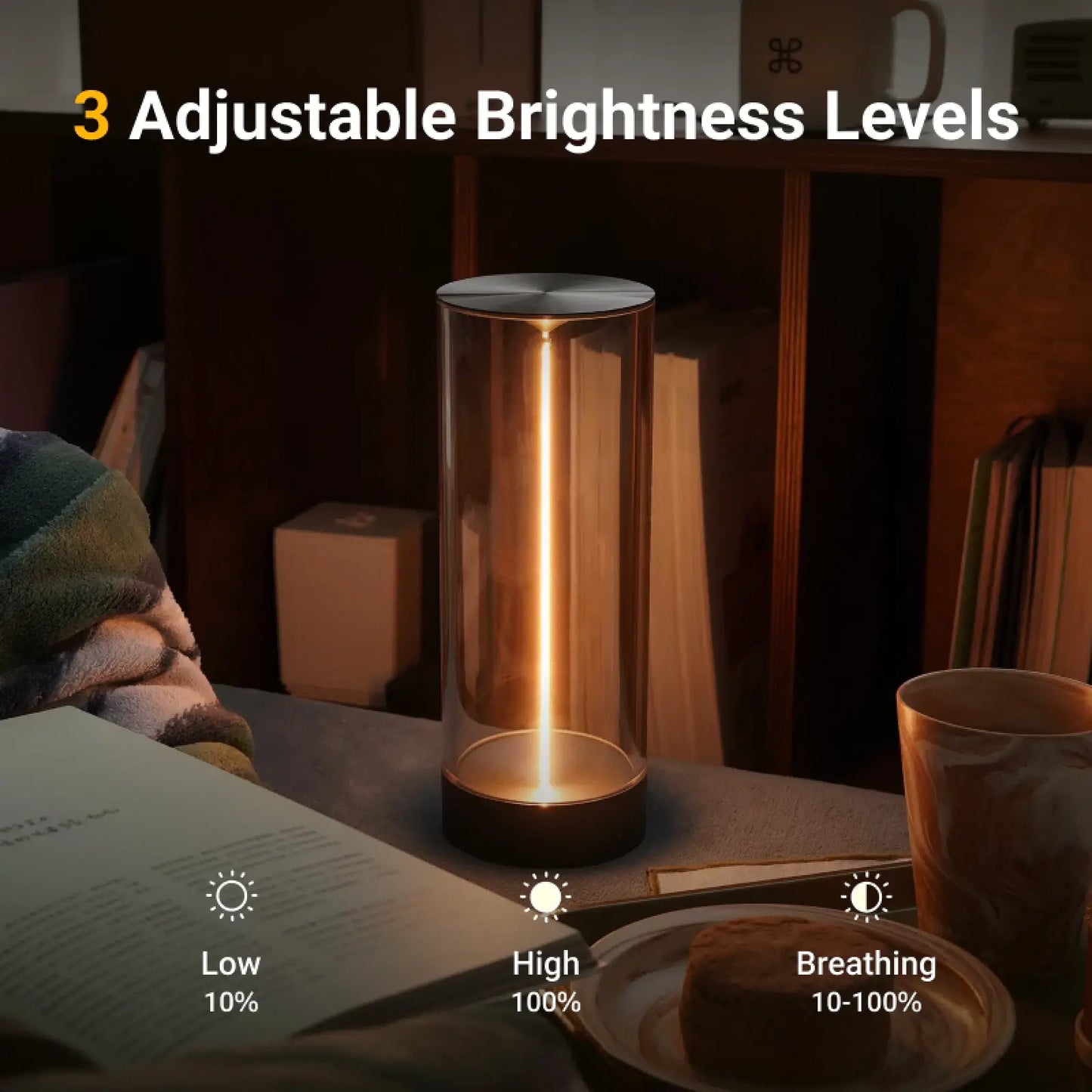 Lámpara de mesa LED inalámbrica minimalista AUGE Light, blanca, gris