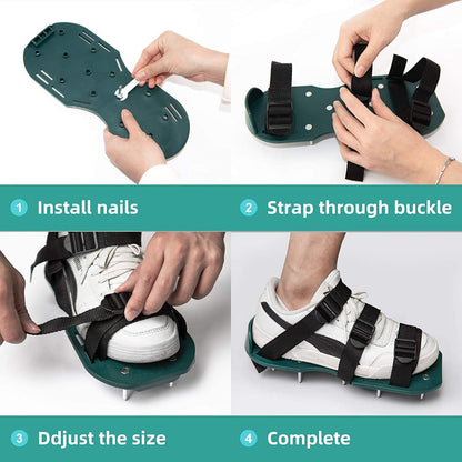 Lawn Aerator Shoes with Metal Spikes for Soil Aeration – One-Size-Fits-All Pre-Assembled Grass Aerator Sandals