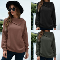 New Product Hot Sale Rollover Collar Pullover Knit Solid Color Top