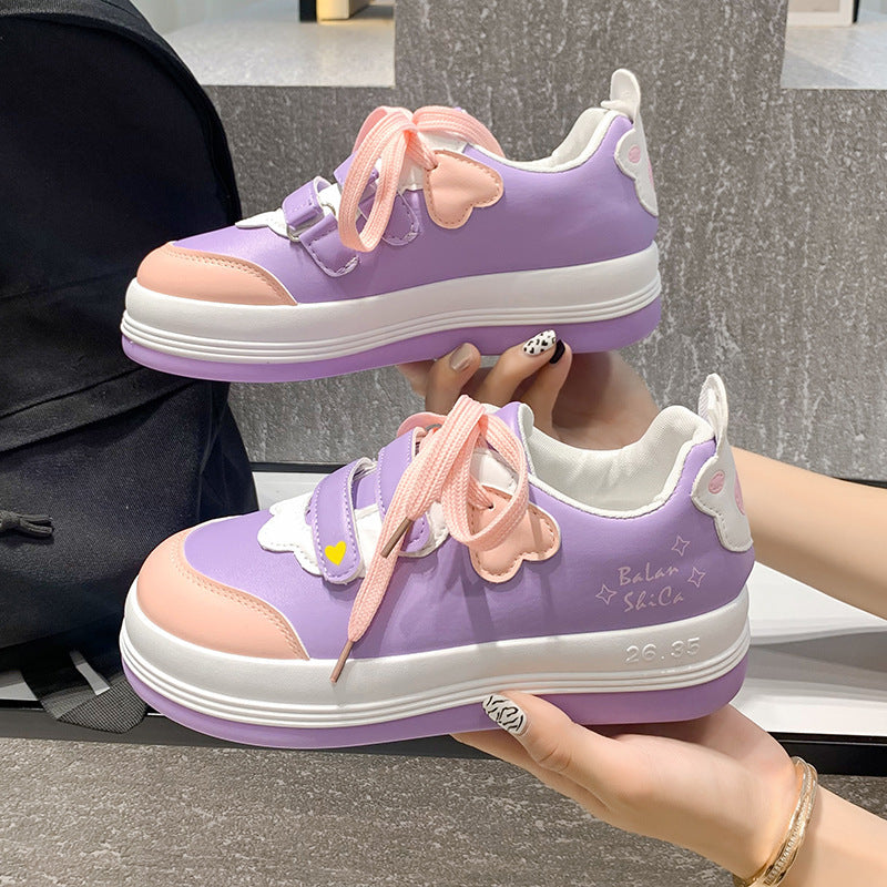 Zapatillas deportivas de estudiante, modelo femenino japonés, estilo versátil para chica, color morado y rosa
