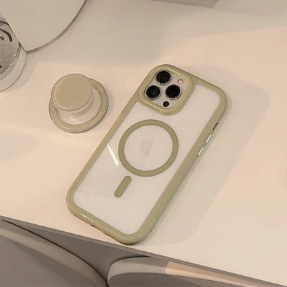 Magnetic Bracket iPhone Case – Solid Color Acrylic with MagSafe-Style Stand | iPhone 11–16