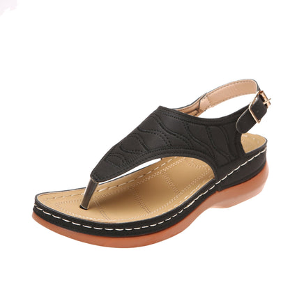 Chaussures d'été Sandales romaines rétro à clip pour femmes avec boucle à la cheville
