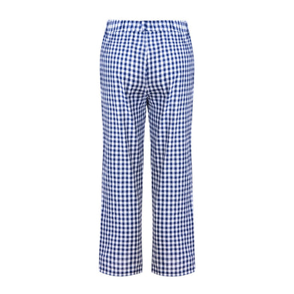 Cropped Pants With Checkered Panels For Versatility