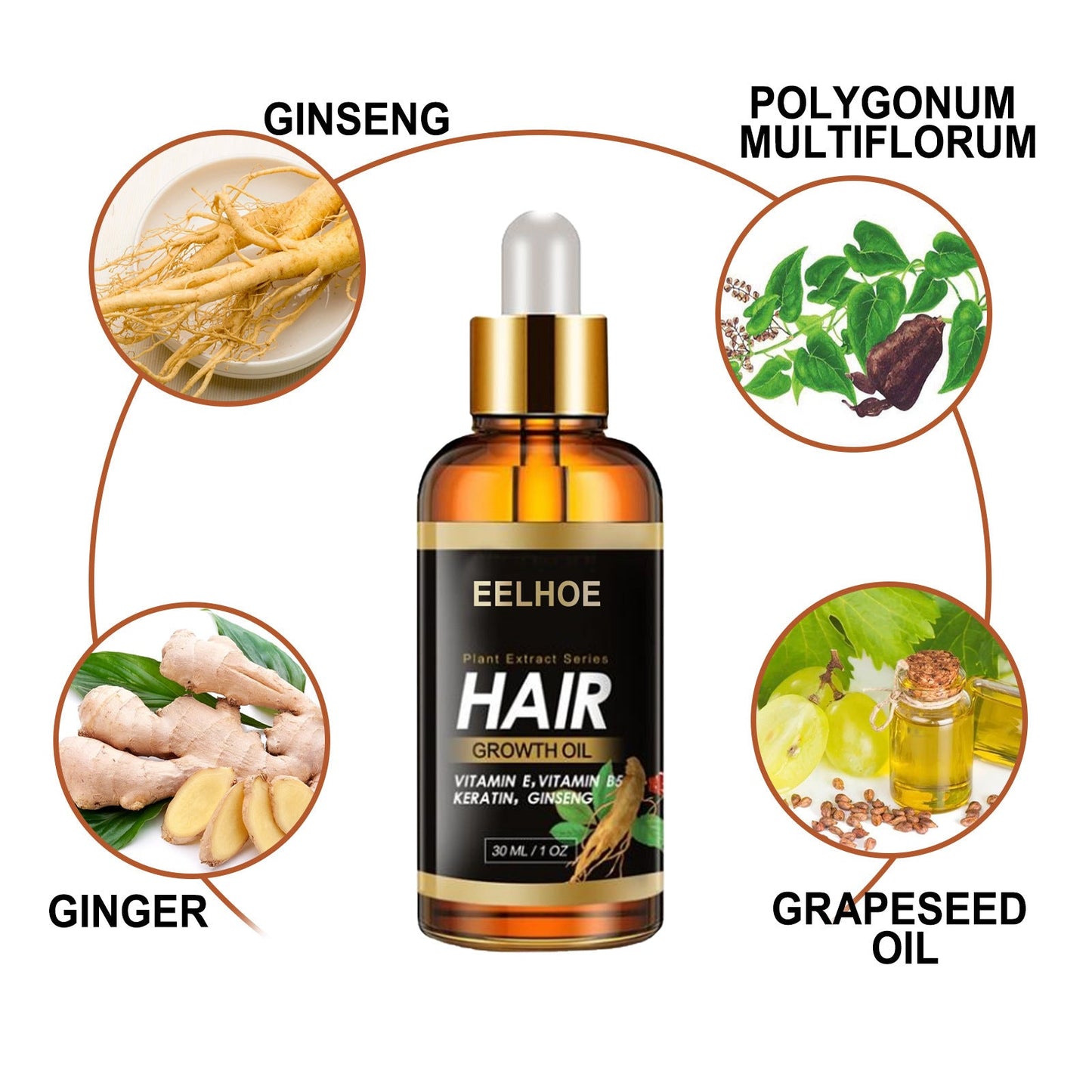 Aceite esencial EELHOE de hierbas para el cabello, aceite esencial para el cuidado capilar, fortalece el cabello, reduce la caída, el quiebre y cuida el cabello.