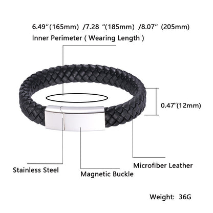 Men's And Women's Simple Casual Engraved Leather Bracelet