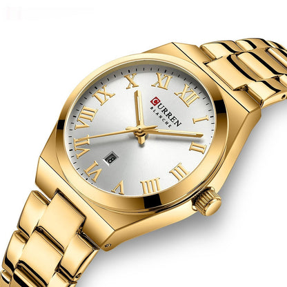 Women's Fashion Calendar Women's Watch Casual Steel Belt