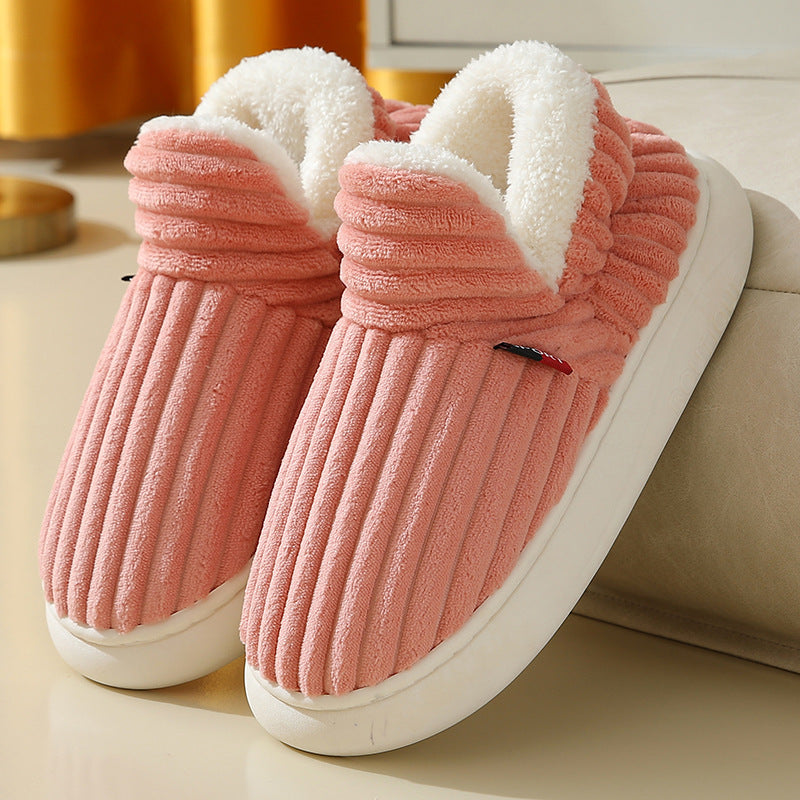Nouvelles pantoufles en coton pour femmes Chaussons chauds en coton en peluche polaire duveteuse