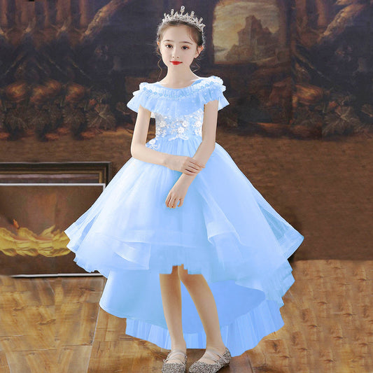 Robe de demoiselle d'honneur européenne et américaine haut de gamme pour enfants, défilé, performance au piano