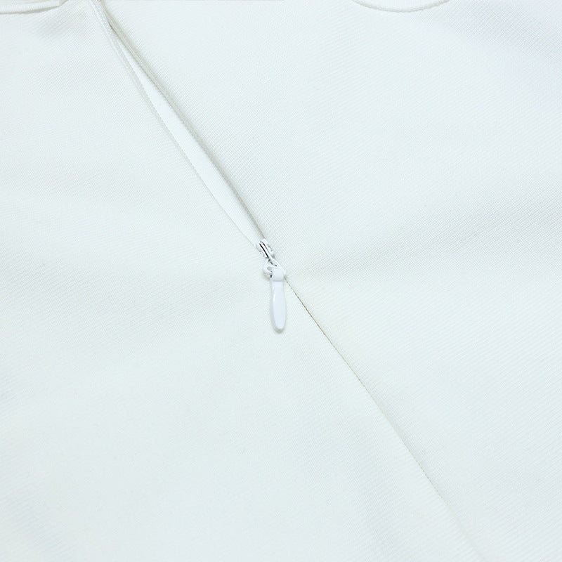 Vestido de Noche Blanco con Espalda en V Profunda para Mujer de Verano