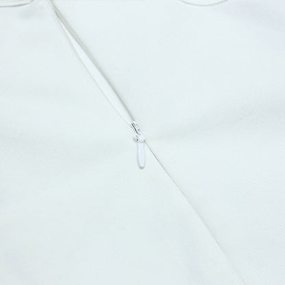 Vestido de Noche Blanco con Espalda en V Profunda para Mujer de Verano